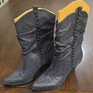 Jessica Simpson Glittery Black Heeled Boots
